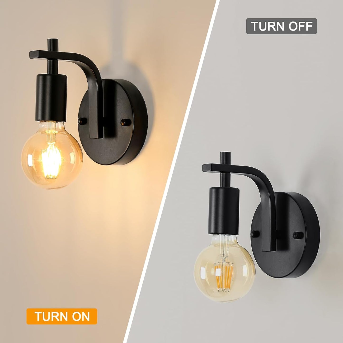Black Industrial Wall Lights. Vintage E27 Sconce Set