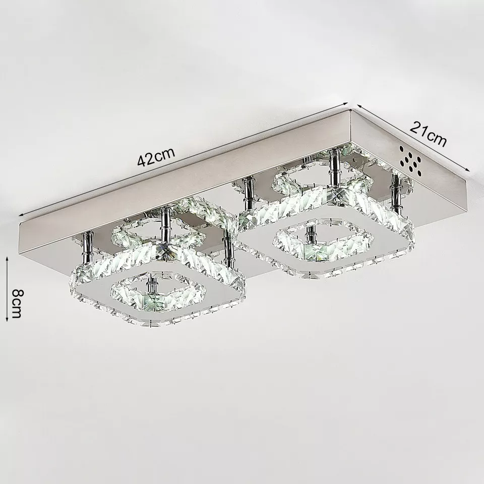 Modern Square Crystal LED Ceiling Light – Elegant Chrome Chandelier for Living Room. Bedroom & More