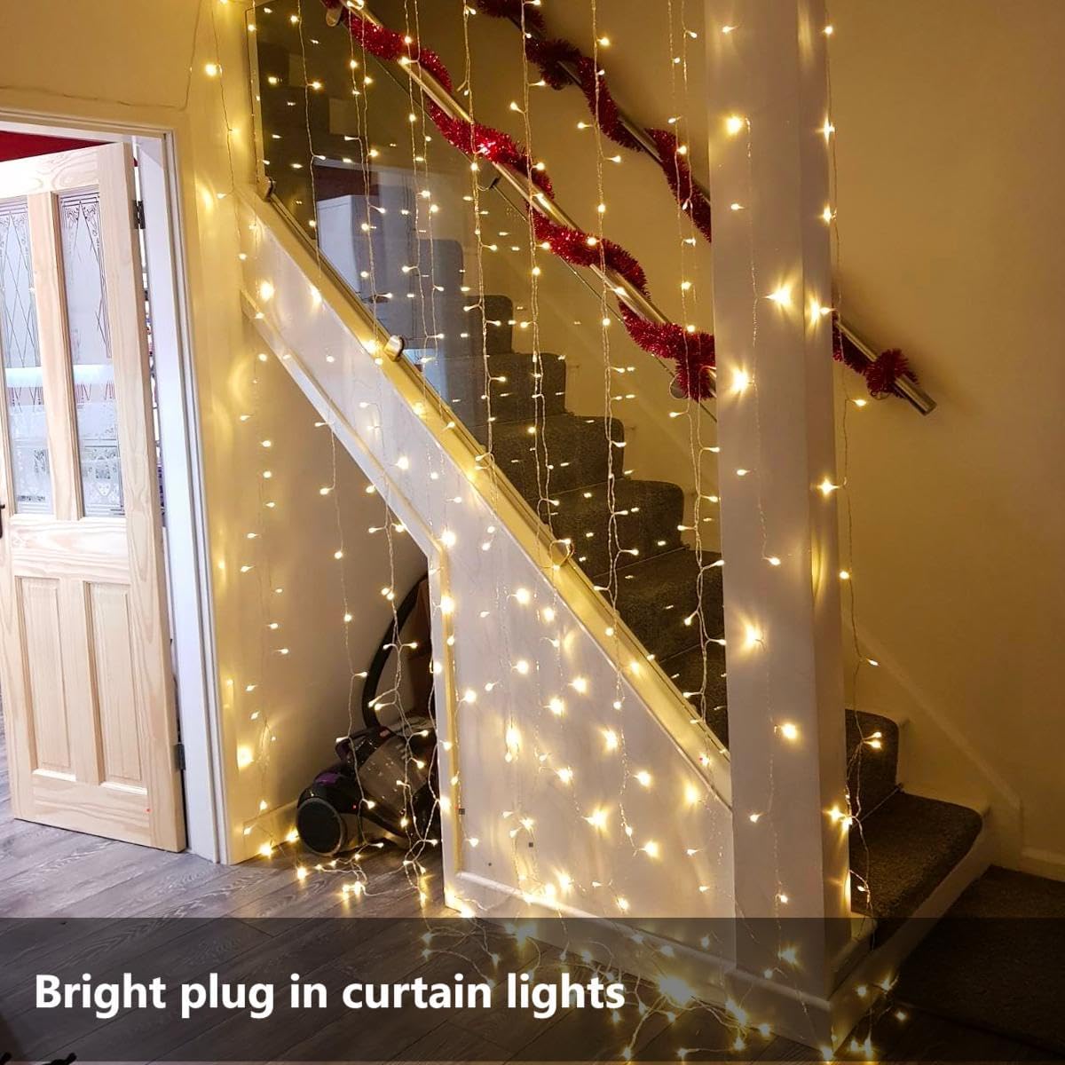 LE 306 LED Curtain Lights – 3m x 3m. 8 Modes. Plug-in. Warm White