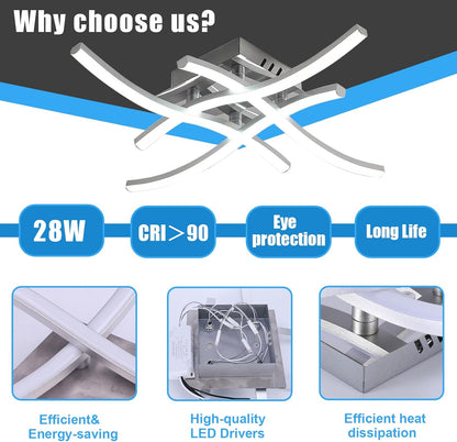 Modern 28W LED Ceiling Light with Curved Design