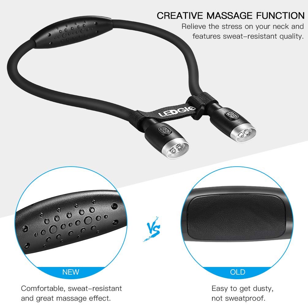 LEDGLE Updated Rechargeable LED Book Light. Hands Free. Best for Bed Reading or Read in Car. Flexible Arm. 4 Super Bright LED Bulbs. 4-Level Light Control