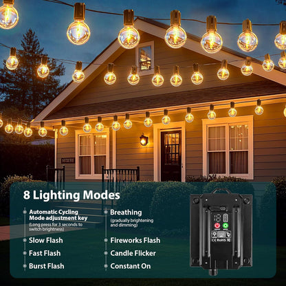 56FT Solar Garden Festoon Lights with Remote
