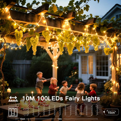 Battery Fairy Lights – 10m. 100 LEDs. 8 Modes. Timer. Waterproof Warm White