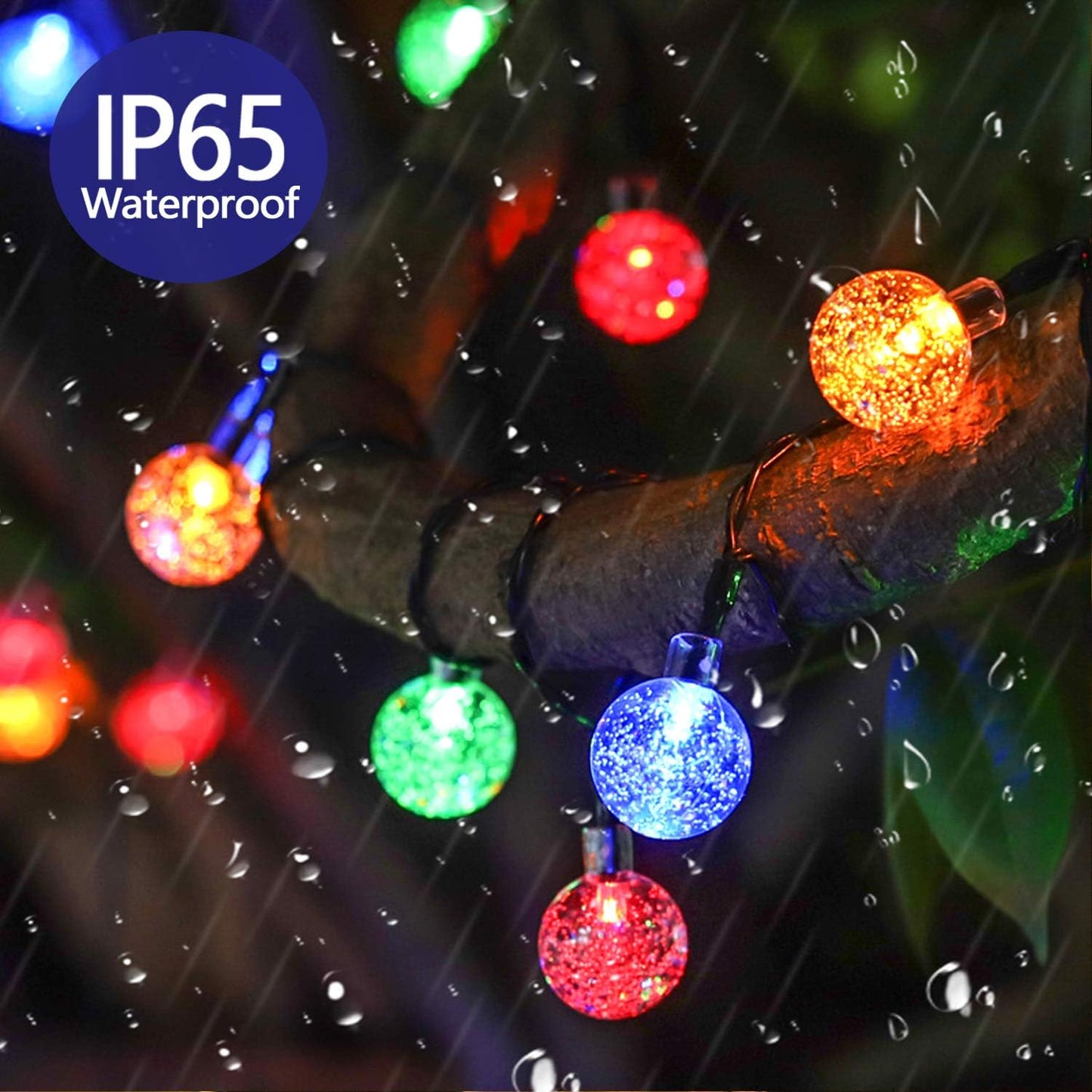 59Ft 100 LED Solar Globe String Lights – Multicolour. Waterproof. 8 Modes