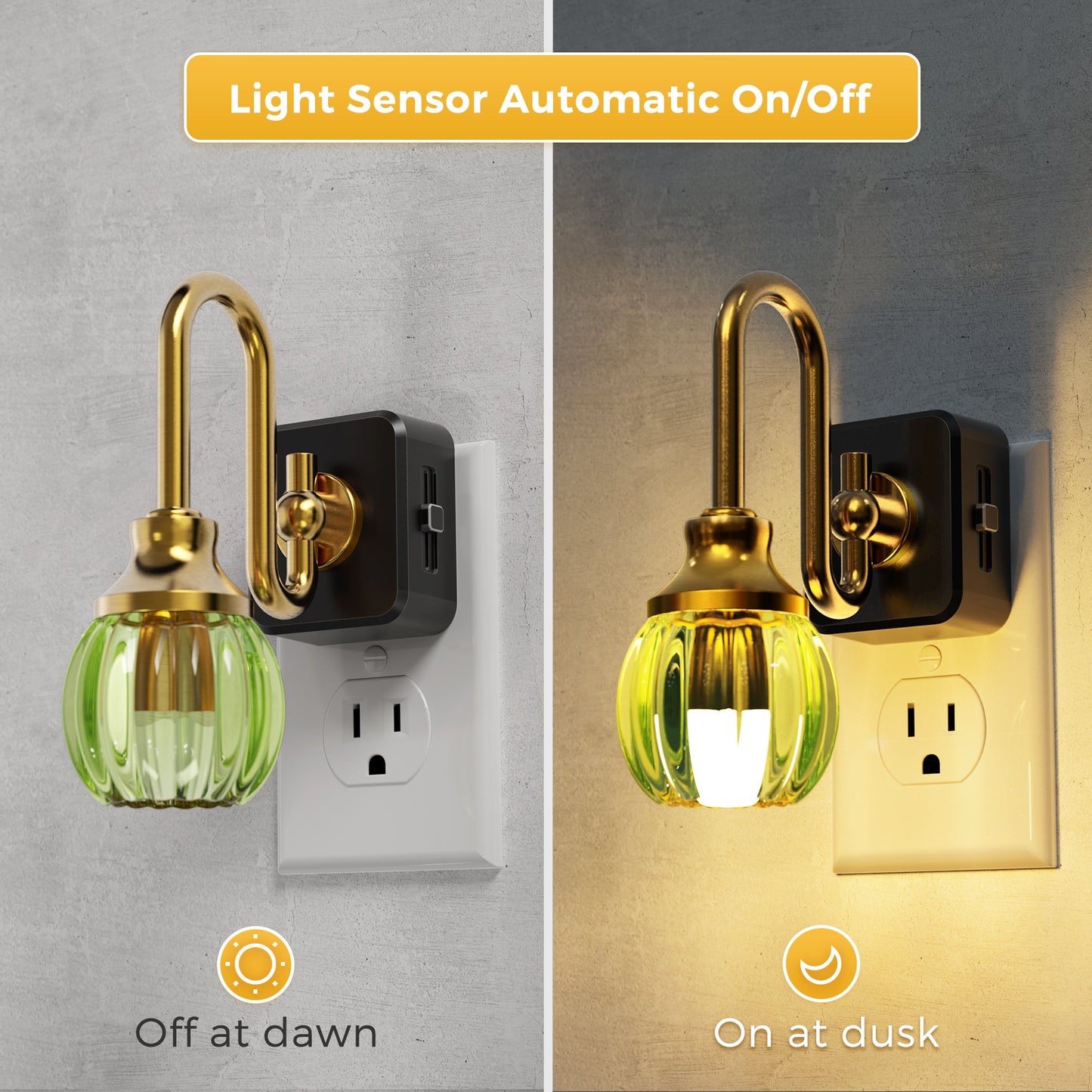 Plug-in Night Light Green Tulip Glass