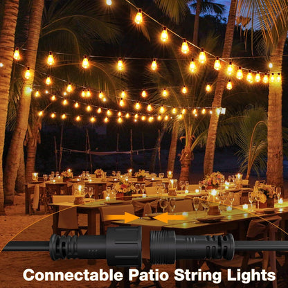 98FT Warm White Festoon Lights – 100 LED ST64 Bulbs for Outdoor Garden & Patio – Mains Powered. Waterproof. 3000K Ambience Lighting