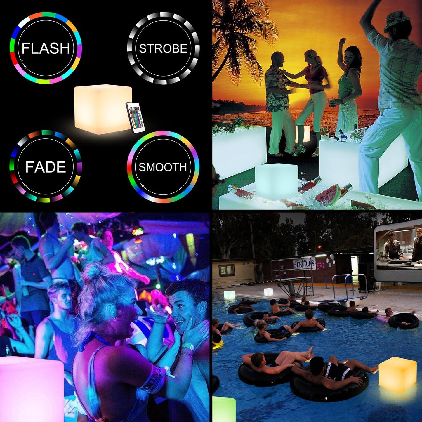 16 Waterproof Color Changing LED Cube Stool Lamp