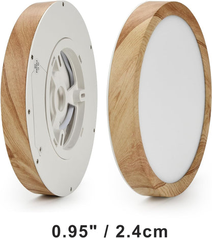 LED Ceiling Light. 12W Wood Grain Flat Small Round Nordic Flush Ceiling Light for Bedroom Living Room Kitchen Bathroom Lights