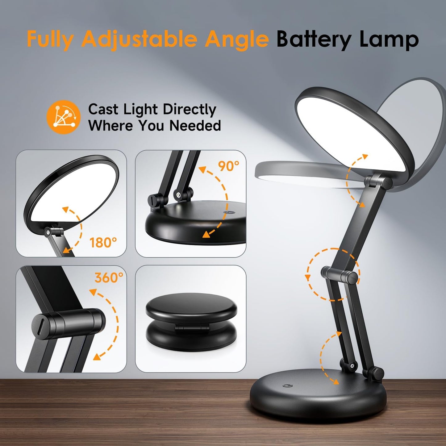 Rechargeable LED Desk Lamp. Dimmable Touch Control Light