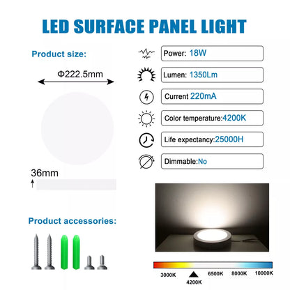 LED Round Ceiling Light – 10W-24W. Cool White