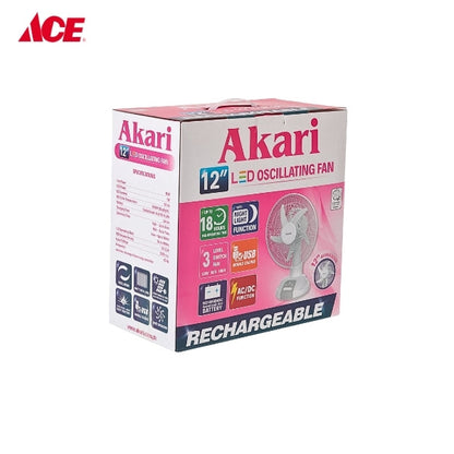 AKARI 12 LED Oscillation Rechargeable Fan (ARF 5313F)