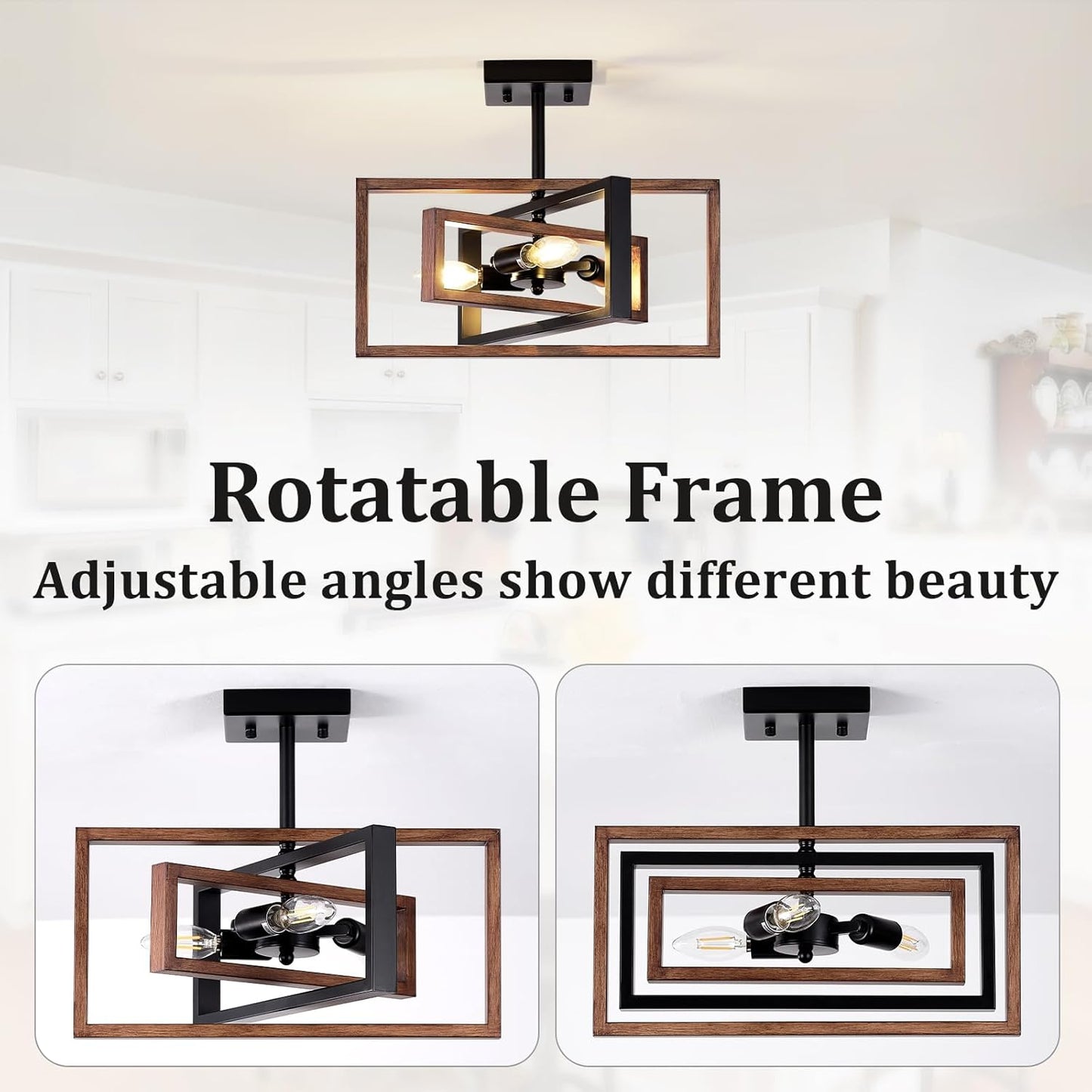 Black 3-Light Vintage Ceiling Light Fixture