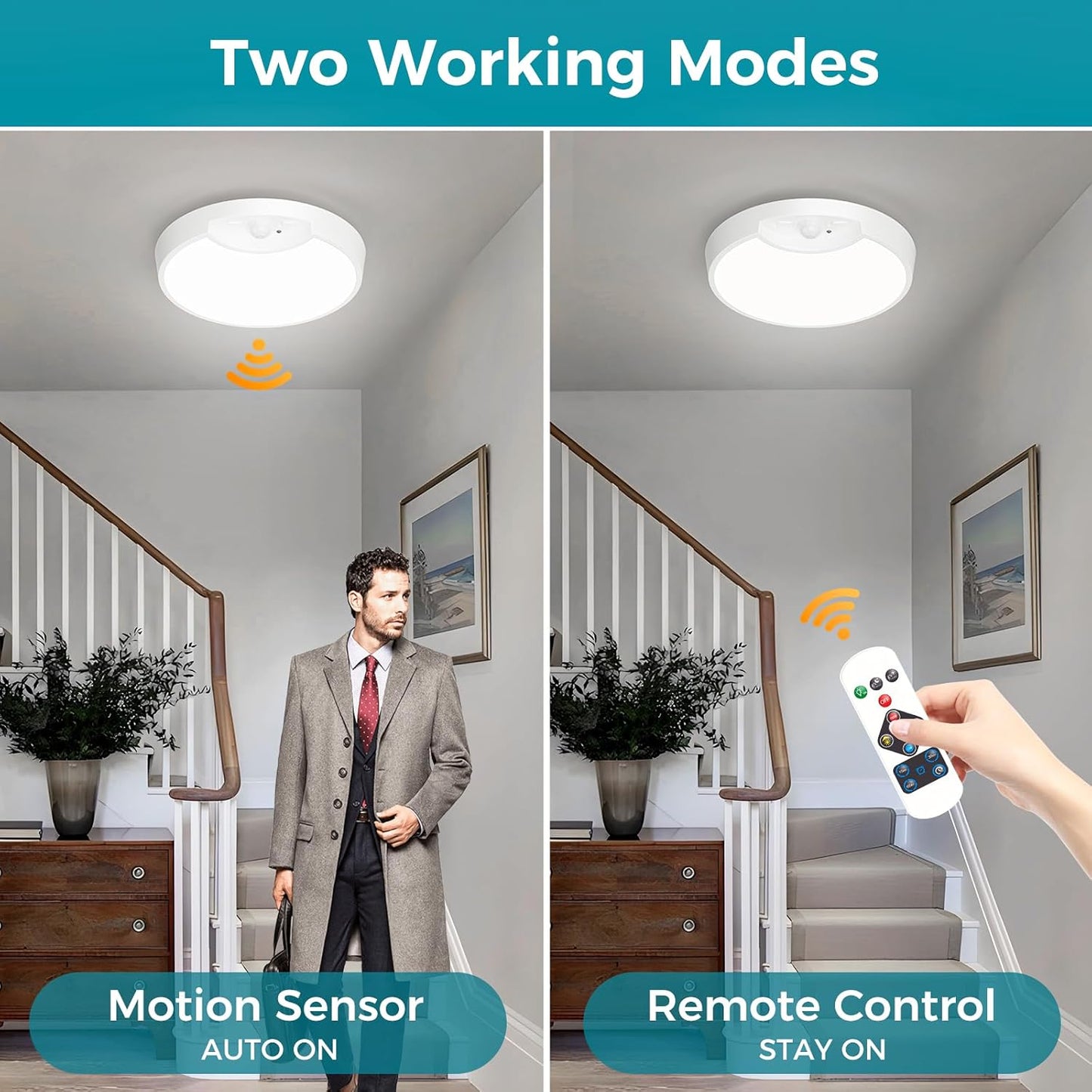 Rechargeable 7.5 Motion Sensor Ceiling Light. Remote