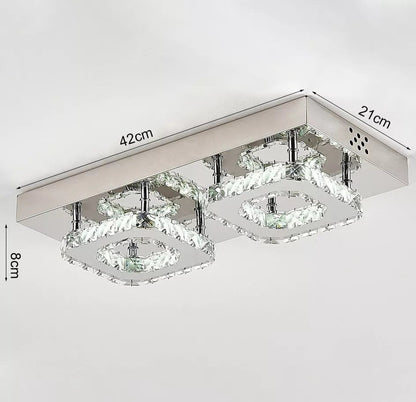 Modern Square Chrome Crystal LED Ceiling Light Lamp Fitting Pendant Chandelier