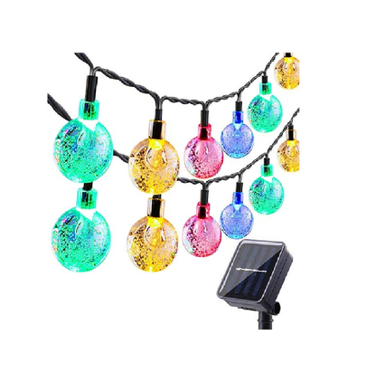 60 LED Solar Crystal Ball String Lights. 36ft White