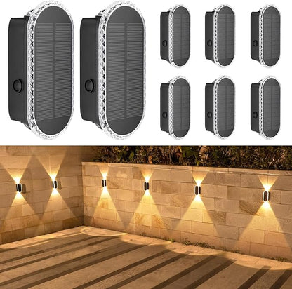 6 Pack Solar Fence Lights Outdoor – Up & Down Wall Lamps