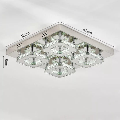 Modern LED Square Pendant Light for Elegant Interiors-Crystal Flush Mount Ceiling Chandelier