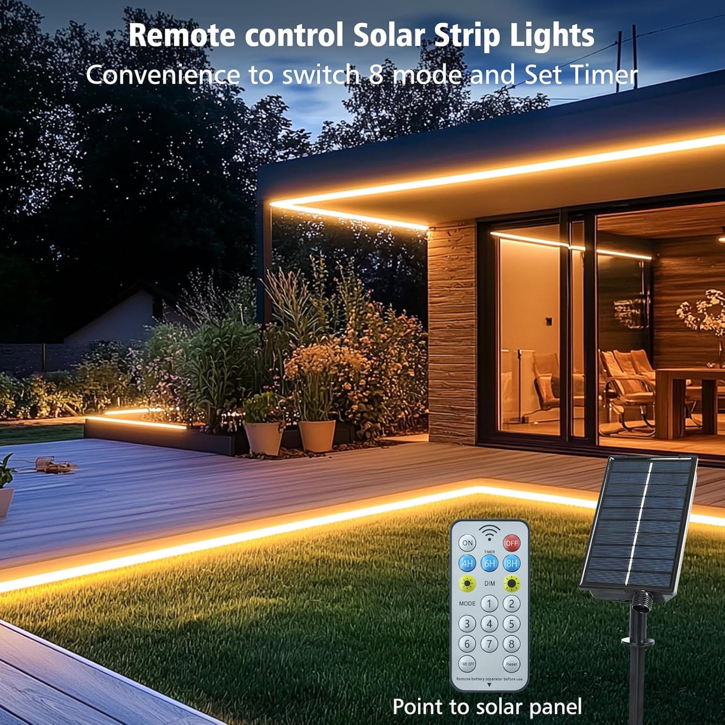 Solar LED Strip Lights – 10M 640 LEDs. Remote Control. Waterproof Outdoor Lighting