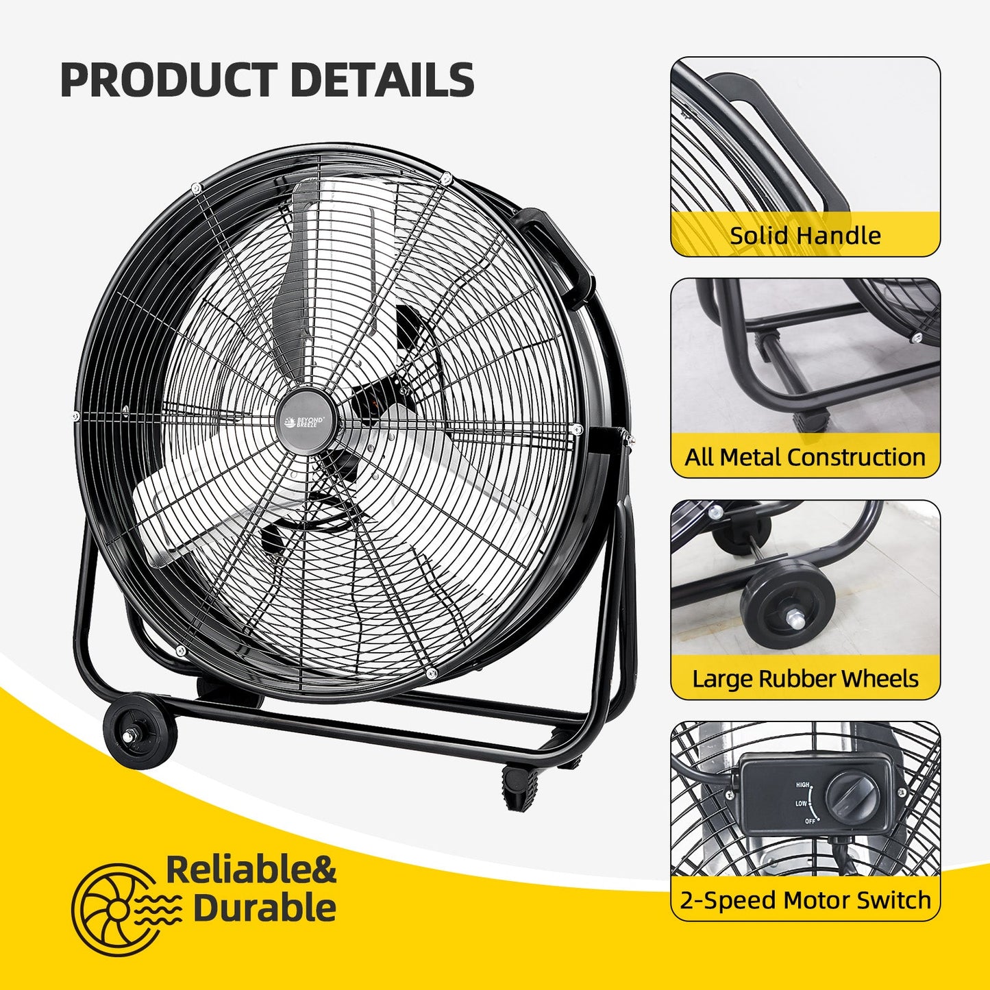 24 inch High Velocity Industrial Drum Fan with Adjustable Tilt