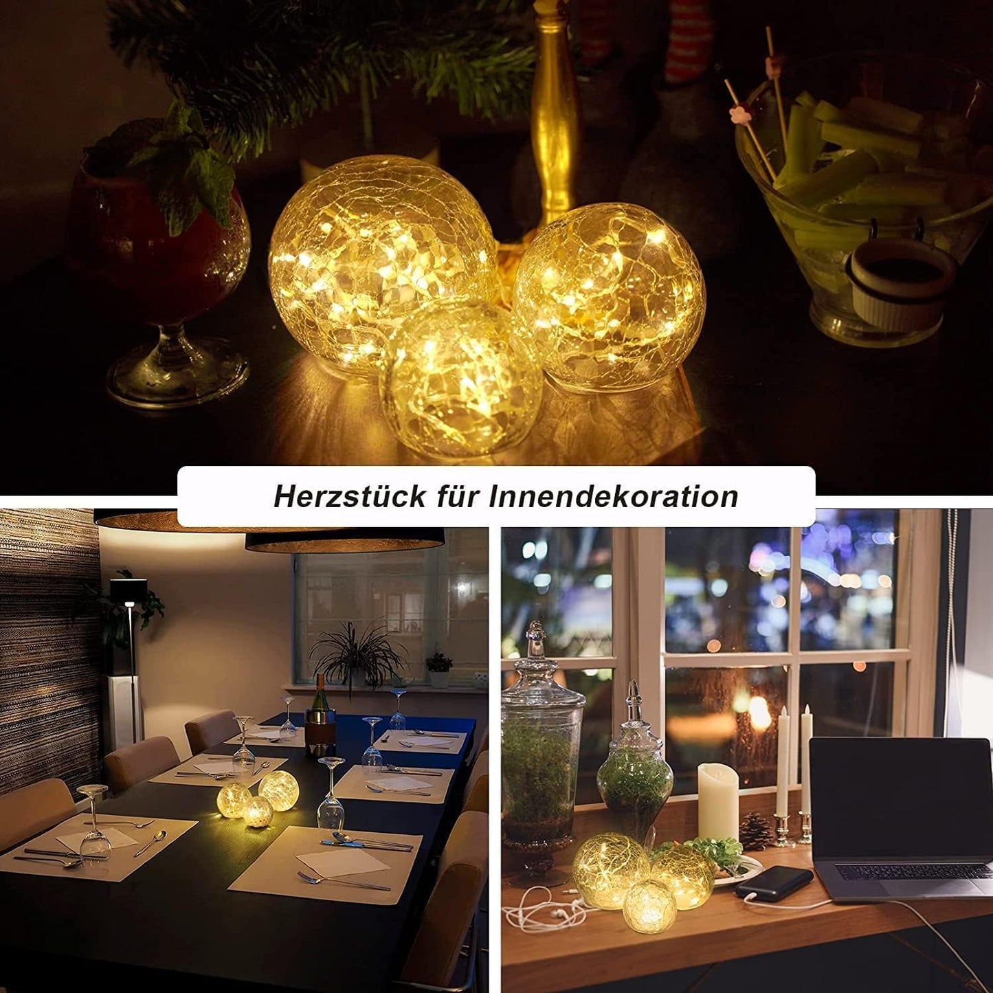 Glass Ball LED Fairy Lights – 3 Pack
