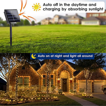 2 Pack Solar Christmas Fairy Lights 200 LED Outdoor