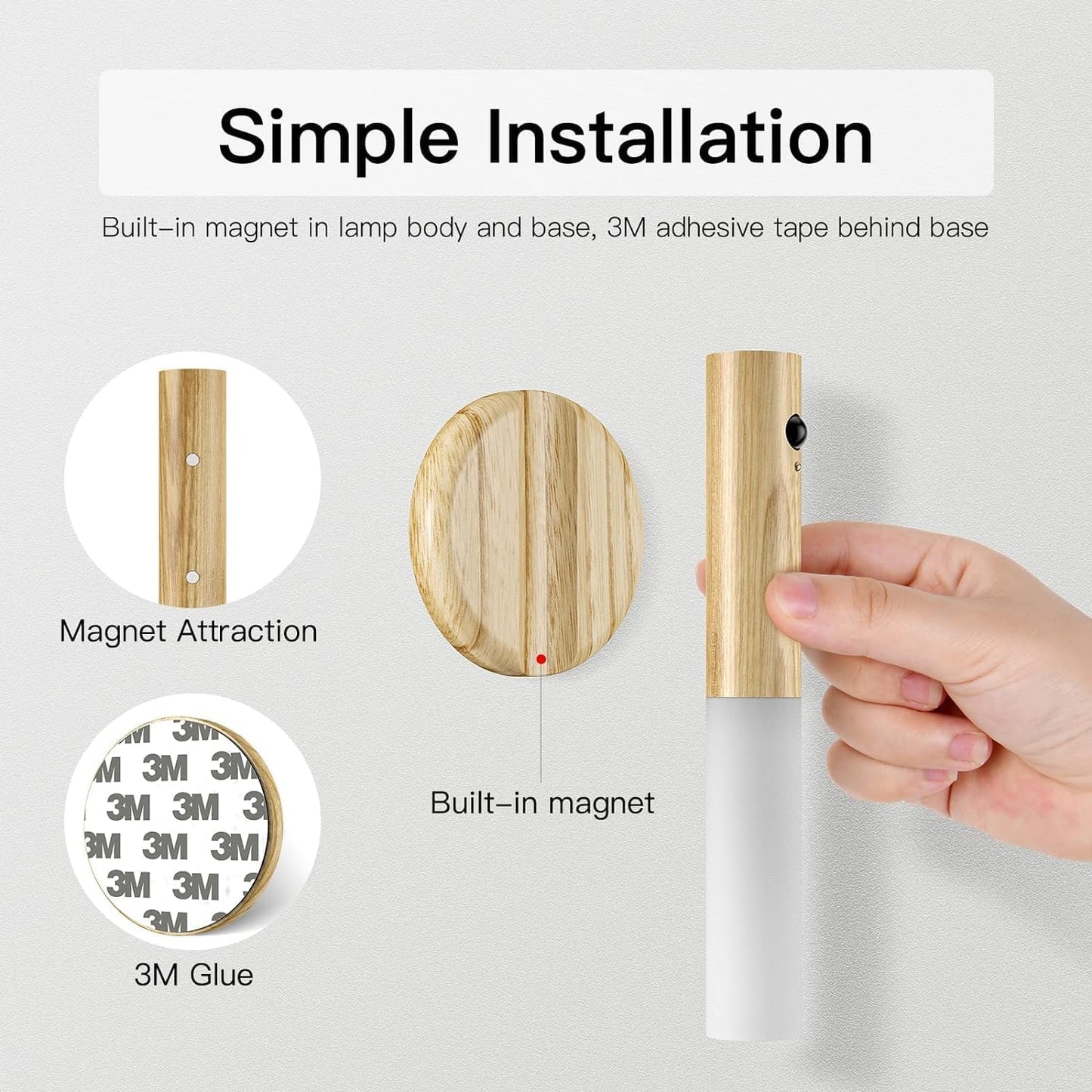 Rechargeable Motion Sensor Night Light with Magnetic Base. 2 Pack