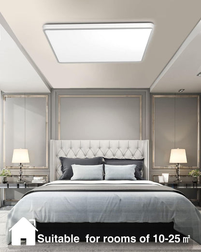 18W Square LED Ceiling Light – 1500LM. 5000K Daylight. IP54 Waterproof. Flush Mount Fixture (30cm) for Bathroom. Kitchen. or Bedroom