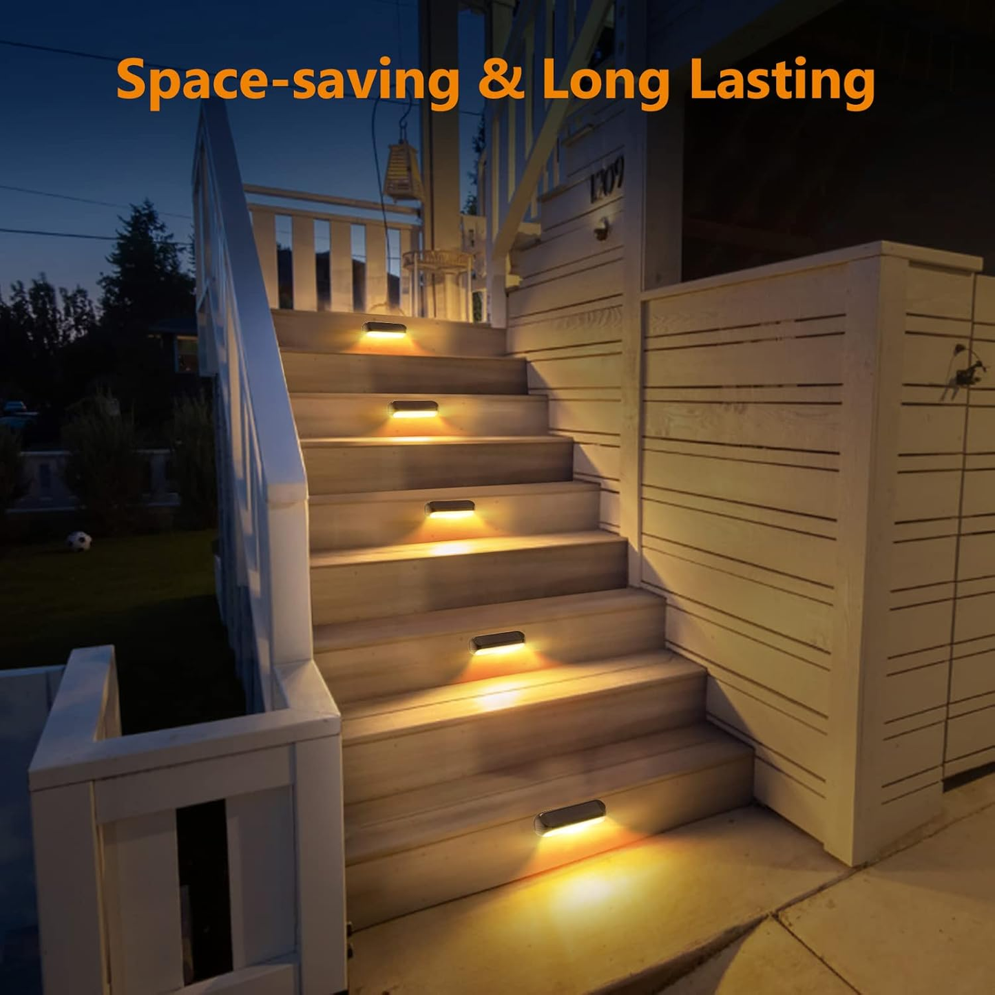 4 Pack Solar Fence Lights – Outdoor Waterproof LED Lights with Warm White & Color-Changing Modes for Deck. Yard & Pathway