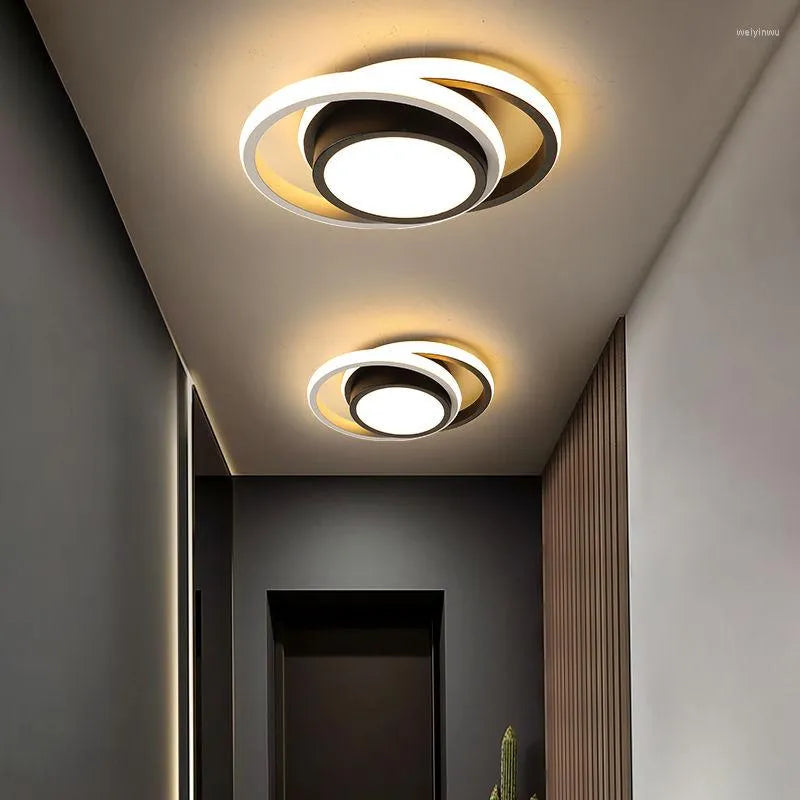 Modern Double Circle LED Ceiling Light - Black Dimmable Chandelier for Living Room. and Bedroom