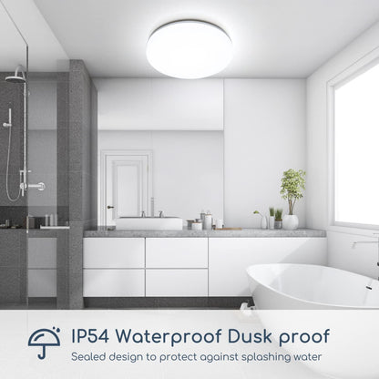 48W LED Bathroom Ceiling Light – IP54 Waterproof Flush Mount Ceiling Light. 4230 Lumens. 6000K Daylight White. Large Round LED Ceiling Lamp for Bathroom. Kitchen. Bedroom. Living Room. Hallway & Office