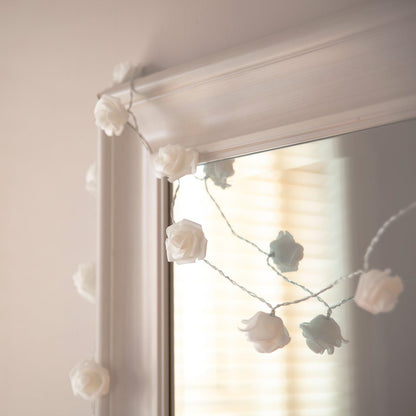 White Rose Fairy String Lights 20 LEDs