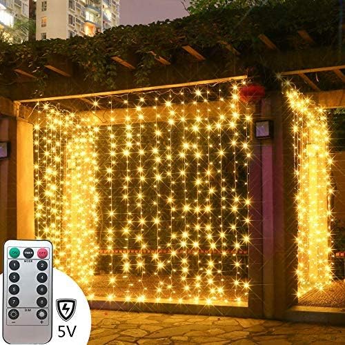 300 LED USB Curtain Lights – 8 Modes. Waterproof. Remote