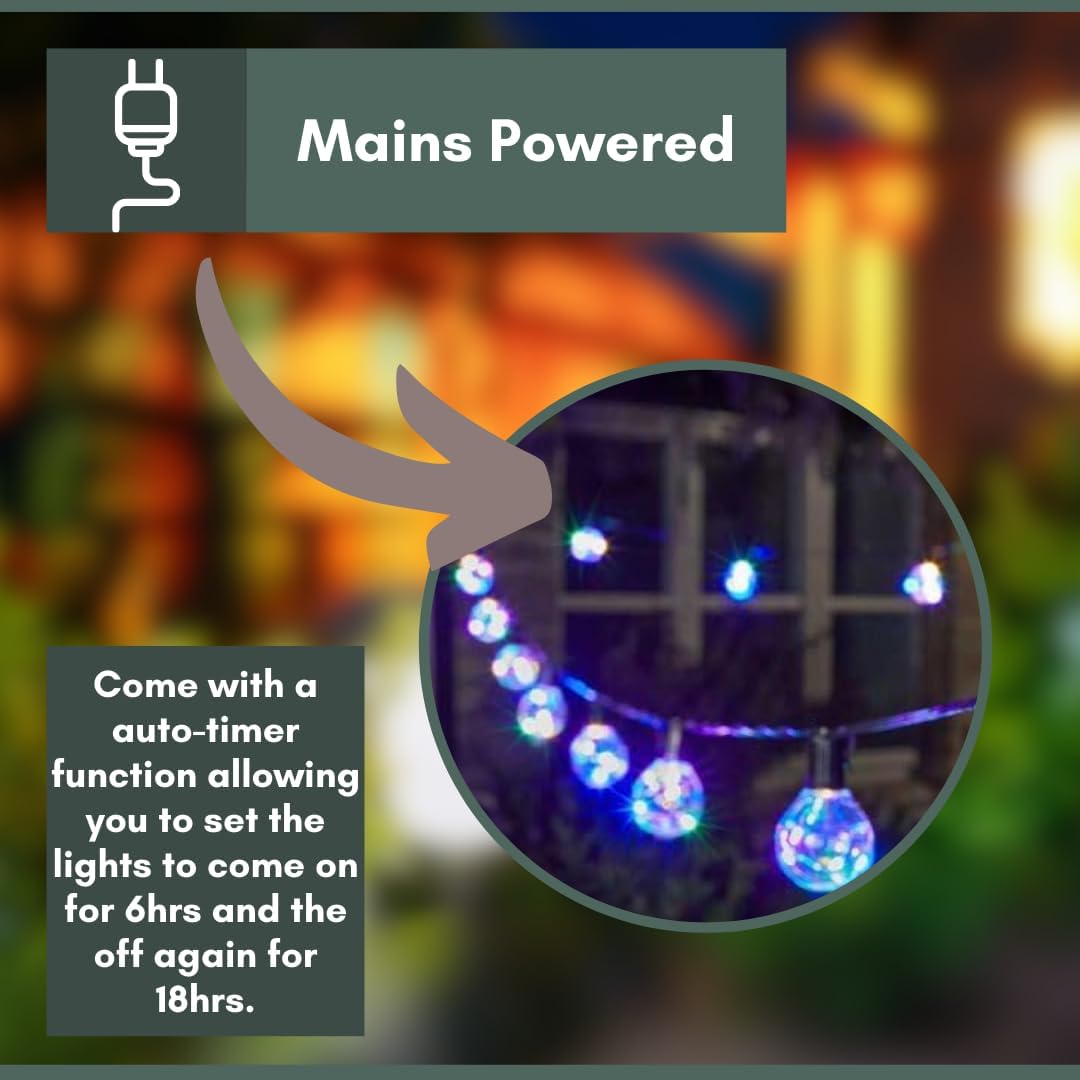 14M Outdoor Festoon Lights with Timer & Waterproof Bulbs