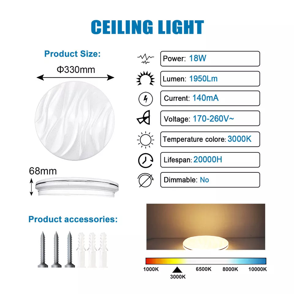Modern LED Ceiling Light Round Panel – Energy-Efficient Indoor Downlight for Bathroom. Kitchen & Bedroom