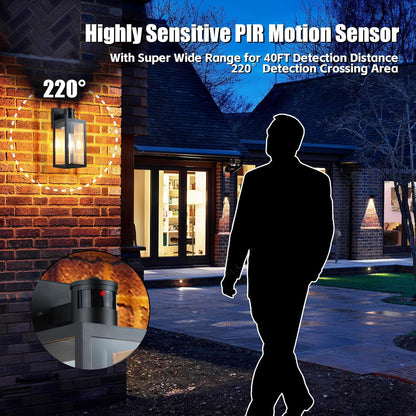 Motion Sensor Outdoor Wall Light. Dusk to Dawn Waterproof Sconce