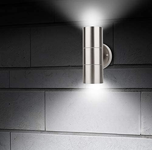 Modern Outdoor Up Down Wall Light – Stainless Steel. IP65 Waterproof. Mains Powered Exterior Sconce for Porch. Patio. or Garage