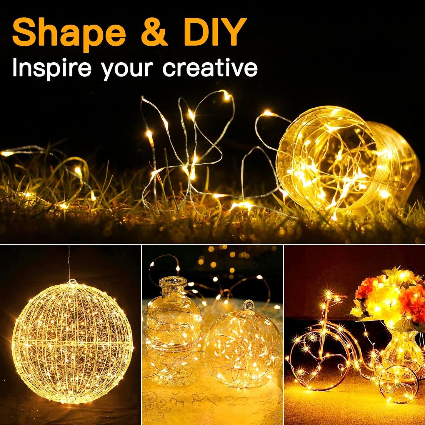 10m 100 LED Copper Fairy Lights – Warm White Battery String Lights