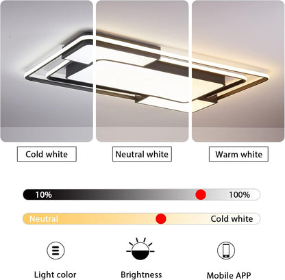 Modern Dimmable LED Ceiling Light with Remote. 90×60CM. 3000–6500K