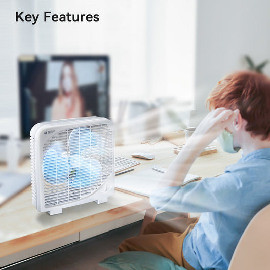 Portable Desktop 9 inch Box Fan with Strong Airflow