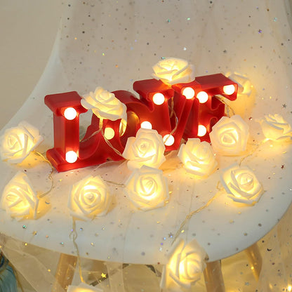 LED Rose Flower String Lights. 20 Warm White Battery Fairy Lights