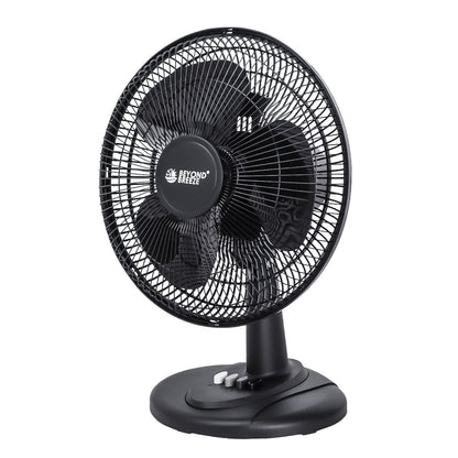 Black Grille 12 Oscillating Table Fan with Adjustable Speed Setting