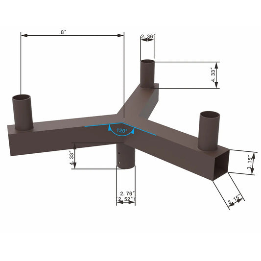 120° Low Profile Bullhorn with 3 Tenons For Outdoor LED Parking Lot Lights-Area Lights-Post Top Lights