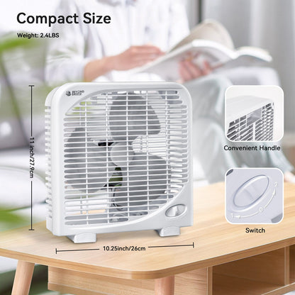 Portable Desktop 9 inch Box Fan with Strong Airflow