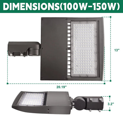 150W/100W/80W Selectable LED Parking Lot Light. 277-480V. Type III. 5000K. Bronze Housing
