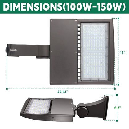150W/100W/80W Selectable LED Parking Lot Light. 277-480V. Type III. 5000K. Bronze Housing