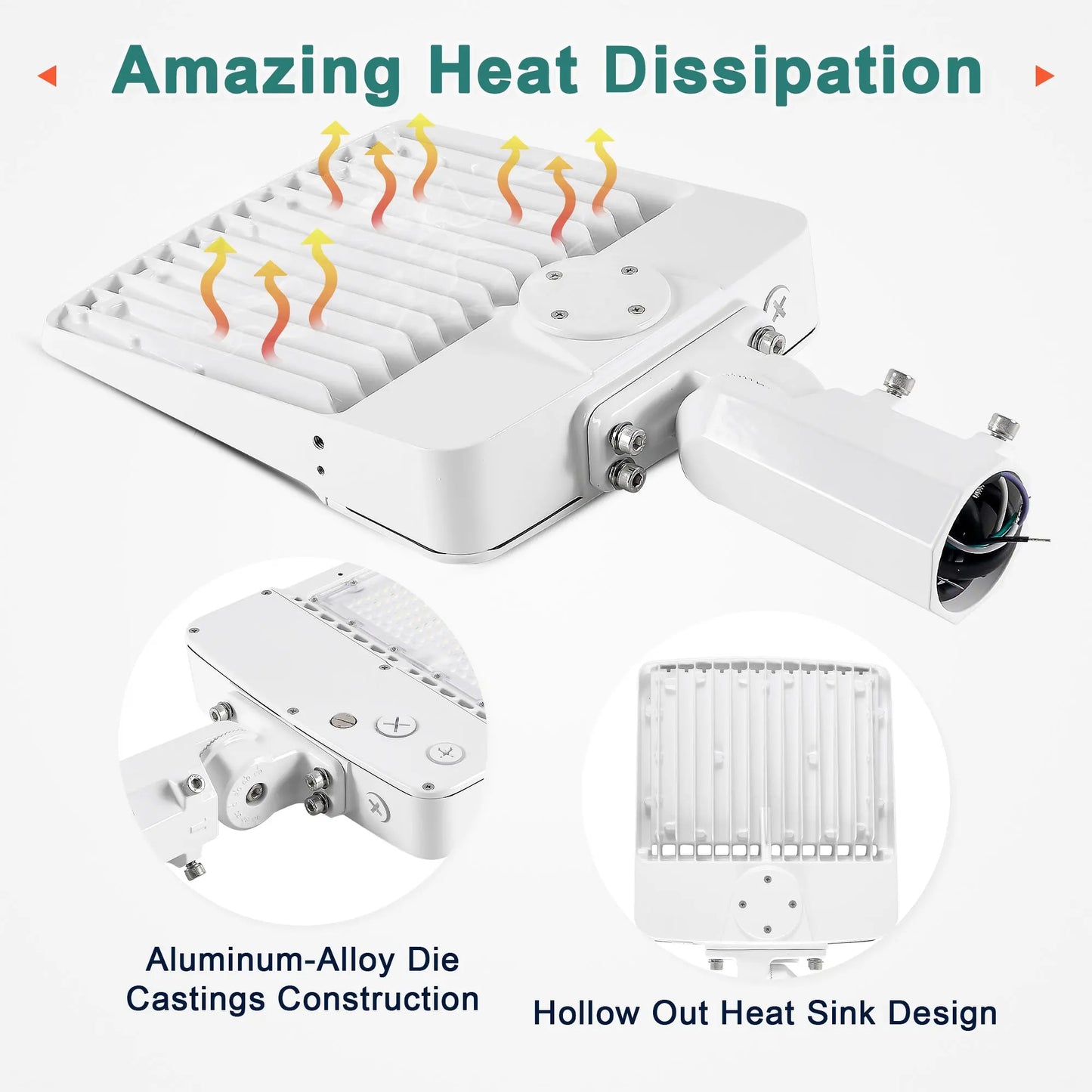 150W LED Shoebox Parking Lot Light – 5000K Daylight. White Housing. Outdoor Area & Street Light. UL Listed. AC 100-277V (No Photocell)