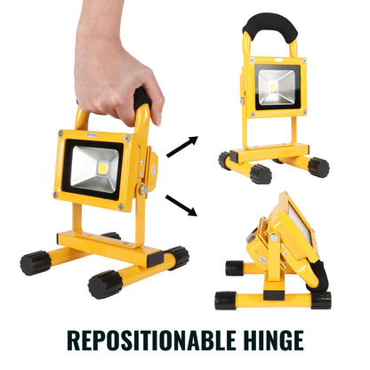 Koolatron 12V Cordless Rechargeable Work Light. Weatherproof Indoor/Outdoor Flood Light. Long-Life LED Lantern with 12V DC/110V AC Charging Cords. for Construction. Camping. Jobsite. Emergency