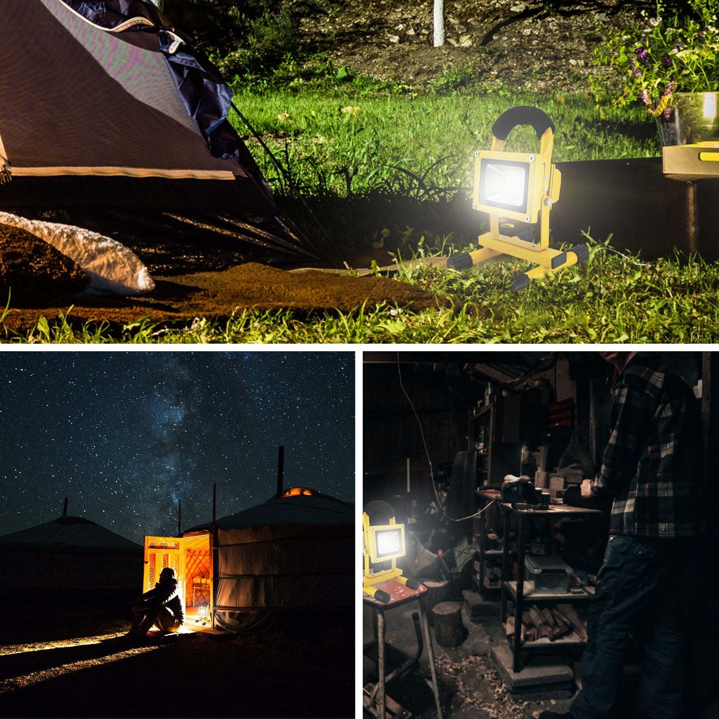 Koolatron 12V Cordless Rechargeable Work Light. Weatherproof Indoor/Outdoor Flood Light. Long-Life LED Lantern with 12V DC/110V AC Charging Cords. for Construction. Camping. Jobsite. Emergency