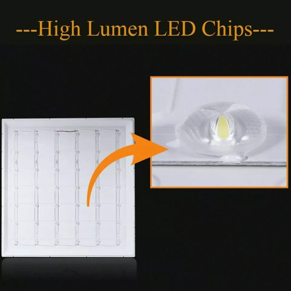 70W LED Recessed Ceiling Light Panel 600x600mm. 6500K Cool White. Ultra-Slim Design for Bedroom Lighting