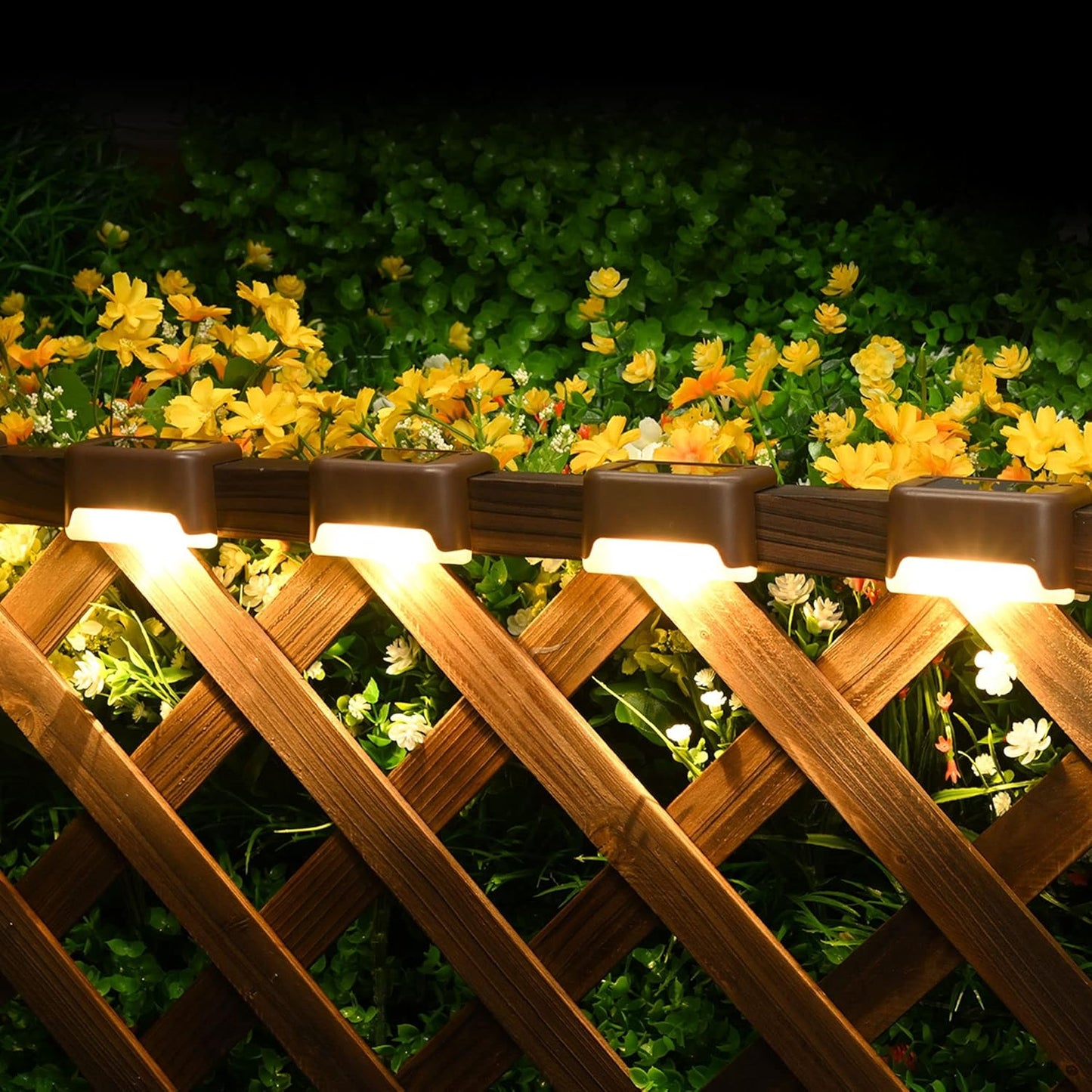 Solar Deck Lights 12 Pack – Outdoor Waterproof LED Step Lights (Warm White. Brown)